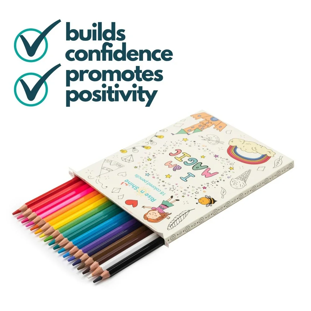 High Quality 18 Colored Pencils Set Kids Confidence Positivity Affirmations
